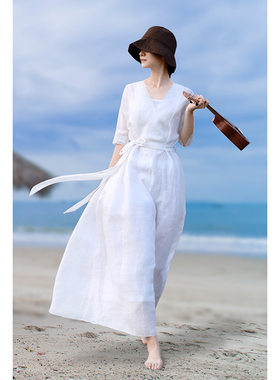 2026新款高端大气上档次苎麻独特漂亮洋气高级感大牌连衣裙夏女