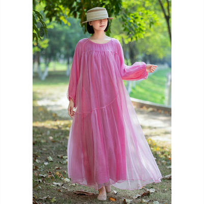 2026新款高端桑蚕丝国际轻奢华宽松大码大气漂亮真丝大牌连衣裙