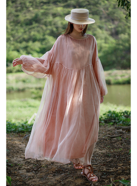 高端花萝桑蚕丝国际春秋奢华大气上档次洋气真丝大牌连衣裙女