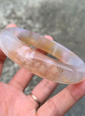 冰透老矿樱花网红百搭风玛瑙手镯