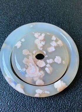 天然白粉花凤九仙女款玛瑙手镯