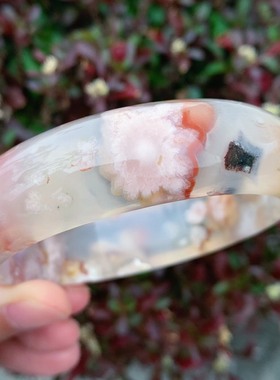 时尚风粉红色海洋玉髓玛瑙手镯