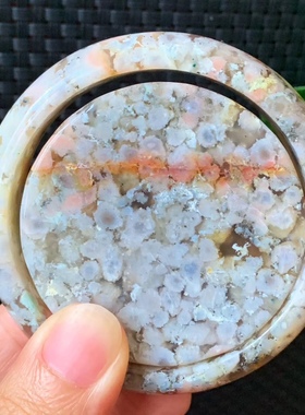 57.5圈天然绿色爆米花樱花玛瑙手镯套装女款百搭饰品生日礼物手环