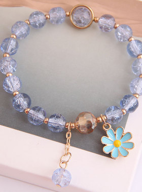 粉色爆花晶手链学生儿童女款小雏菊韩版太阳花朵手串ins手链女孩