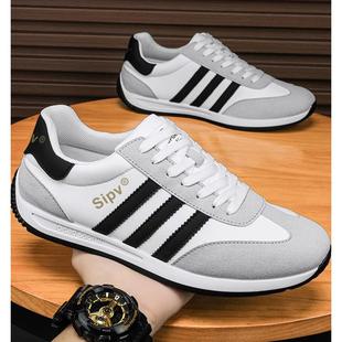 莆田男鞋夏季透气2024新款潮流运动皮面休闲板鞋男士软底跑步潮鞋