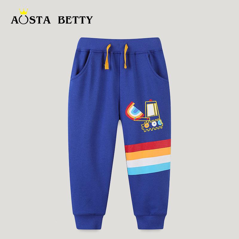 秋季新品卡通印花男童外穿卫衣裤子欧美风格中小童运动裤长裤