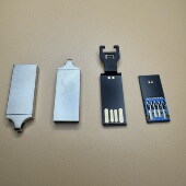 长条形U盘金属外壳尖顶收腰款 黑胶体2.03.0换壳 长款