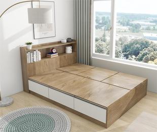 高箱储物床1.2米单人床1.5米双人床日式榻榻米收纳床带抽屉省空间