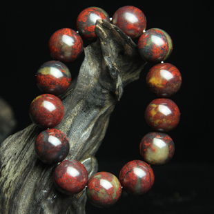 精品18MM天然桂林鸡血玉手链鸡血石手串玉石玉器佛珠串珠男士送礼