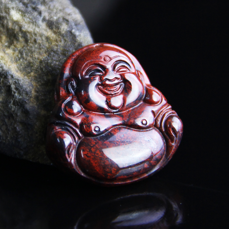 正品天然桂林鸡血玉佛吊坠鸡血石弥勒佛玉佛玉石挂件项链玉坠女款