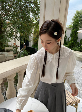 MOMONANA秋冬新品公主雷斯花瓣领甜美百搭衬衫