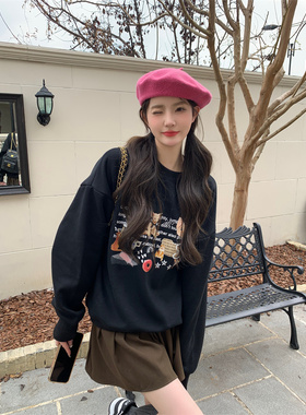 MOMONANA秋冬新品加绒猫咪卫衣（三色入）保暖百搭上衣减龄