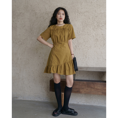 taobao agent Design short sleeve dress, french style, fitted, 2021 collection