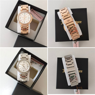 毛毛虫美国直购Juicy Couture/橘滋钻边钢带钻石英表女表现货