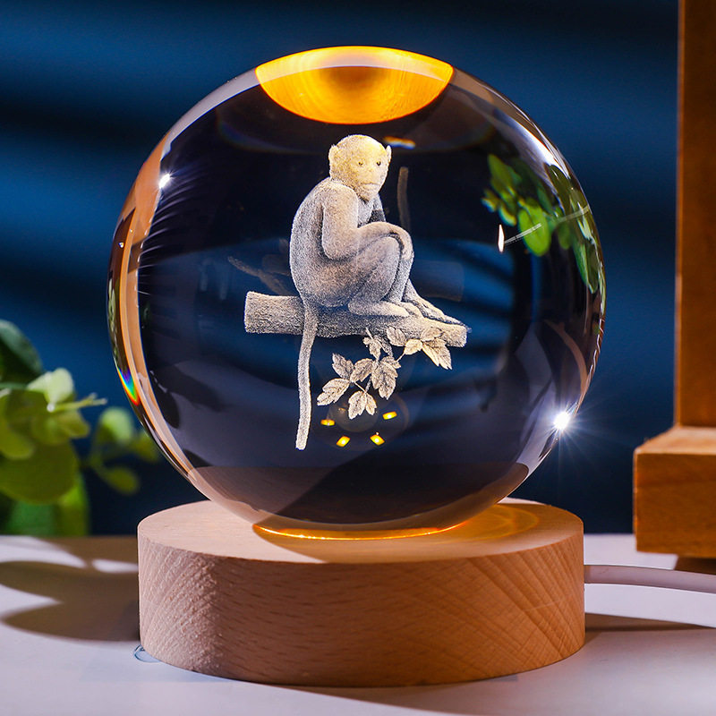 十二生肖水晶球全套摆件猴龙鼠猪狗鸡虎牛兔蛇装饰品纪念生日礼物