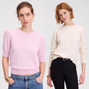 针织衫 奥莱42折kate spade美国官网scallop波浪蝴蝶结圆领时尚