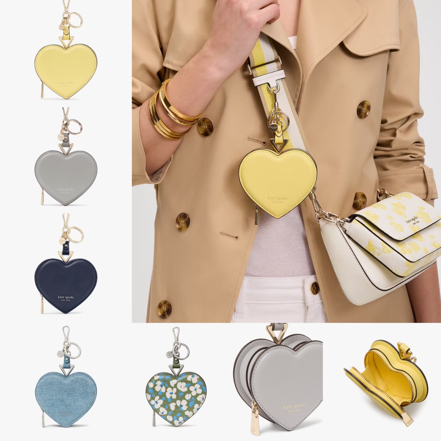 新降8折起Kate Spade美国官网liv heart立体爱心拉链零钱包挂件