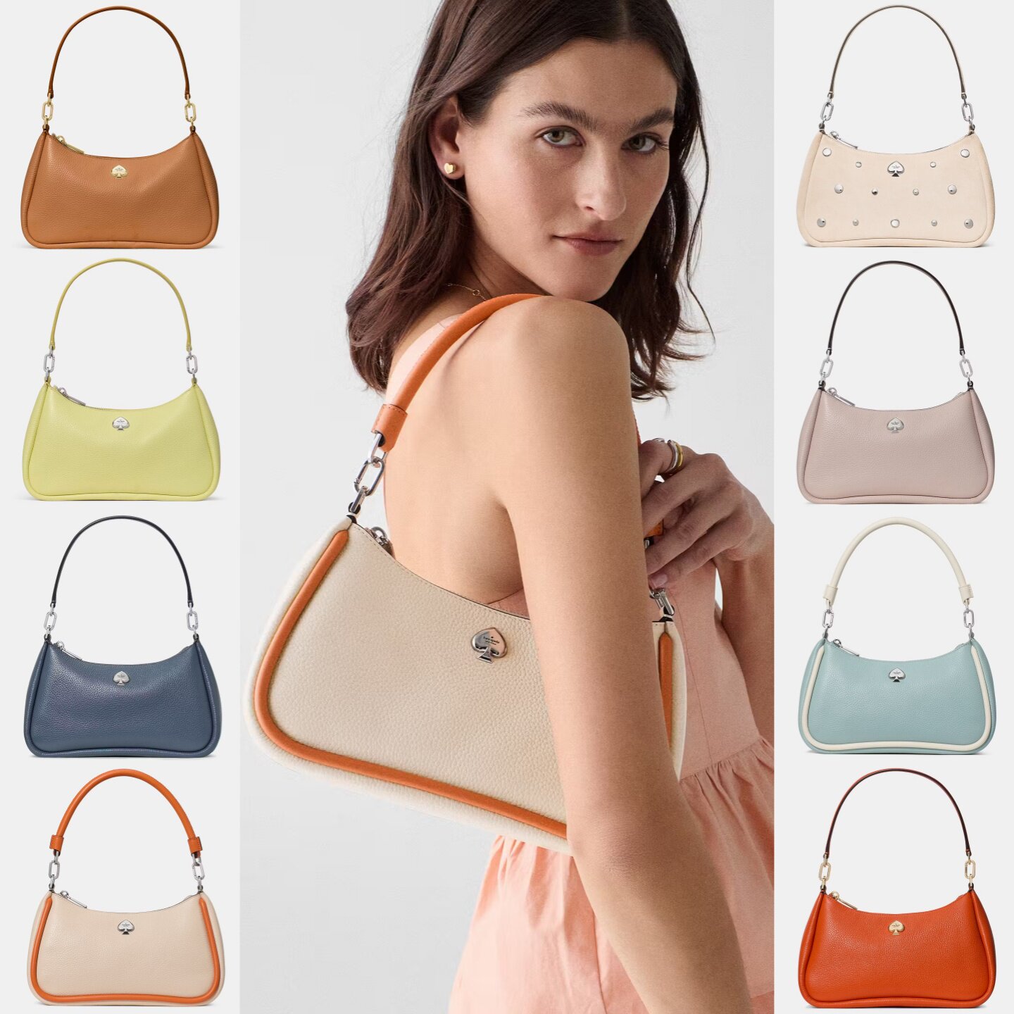 奥莱24折起Kate Spade美国官网kayla小号牛皮单肩斜挎两用腋下包