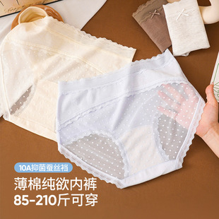 纯欲网纱透气三角大码女内裤高腰抗菌裆加肥加大200斤