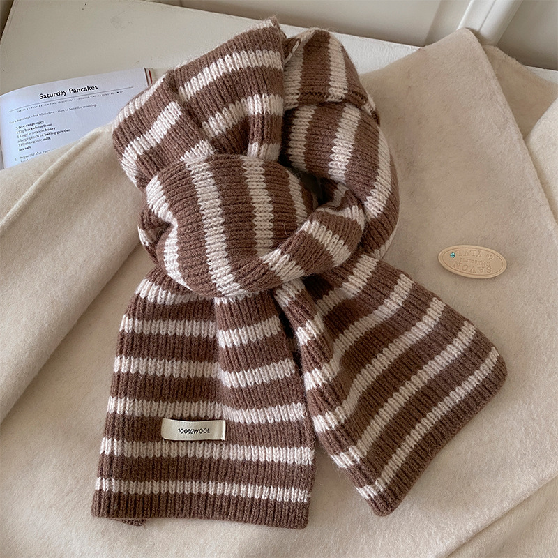 情侣日系简约毛线围巾秋冬新款