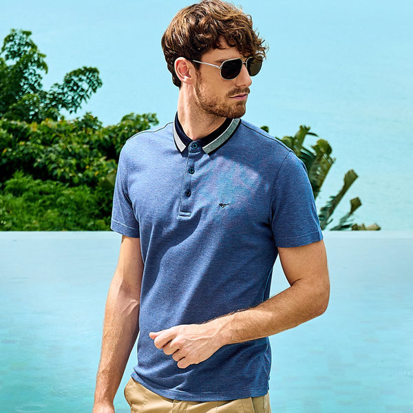 七匹狼 18年夏季新款 丝光纯棉 男式短袖撞色翻领T恤 天猫优惠券折后￥189包邮（￥239-50）3色可选