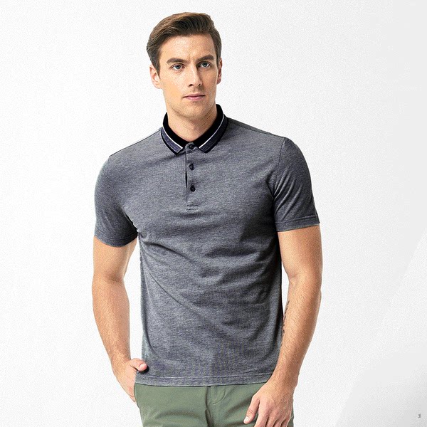 七匹狼 18年夏季新款 丝光纯棉 男式短袖撞色翻领T恤 天猫优惠券折后￥189包邮（￥239-50）3色可选