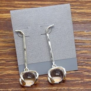 欧美风白水晶珠设计师腔调森女文艺术气质潮人小众个性 耳钉针饰品