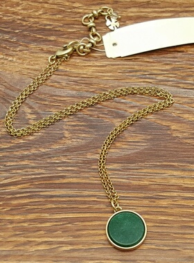 原石玉髓镶嵌双面做工森女文艺范复古VINTAGE西洋欧美风项链