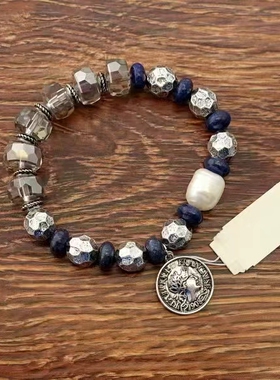 异域中古宫廷风森女文艺范天然珍珠石珠复古VINTAGE弹力手链