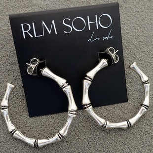 拉睦RLM SOHO做旧金银竹节森女文艺嘻哈朋克摇滚范硬朗风耳针环饰