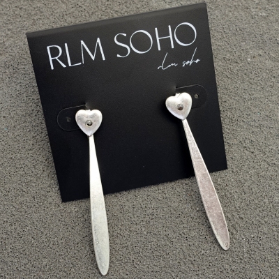 拉睦RLM SOHO做旧金银双色森女文艺范桃心几何可分拆佩戴耳钉坠饰
