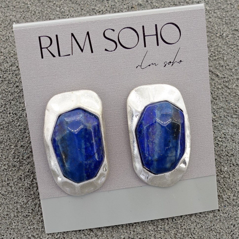 拉睦RLM SOHO青金石设计师腔调森女文艺术气质耳夹饰(无耳洞佩戴)