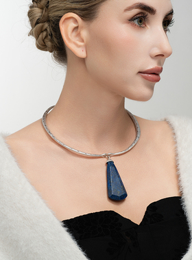 切面青金石设计师腔调森女文艺范舞台走秀场西洋欧美风个性项圈