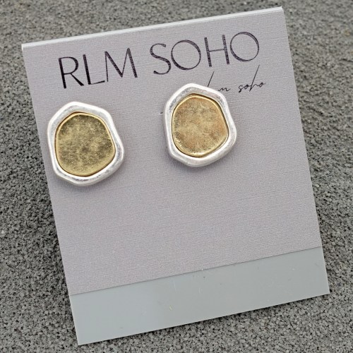 拉睦RLM SOHO亚光金银双色拼接双款森女文艺术气质潮人耳钉针饰品