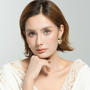 西洋欧美风双面做工桃心爱心森女文艺范复古宫廷风耳钉针