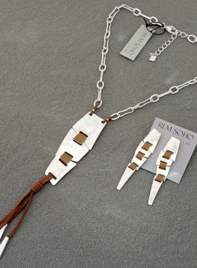 拉睦RLM SOHO异域欧美设计师腔调嘻哈朋克摇滚范耳钉环坠项链套装