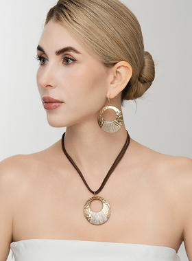 西洋欧美风手工手做绕丝设计师气质森女文艺范潮人耳环坠项链套装