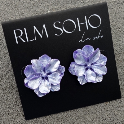 拉睦RLM SOHO紫花优雅百搭赫本气质甜美淑女小香风耳钉耳夹双款