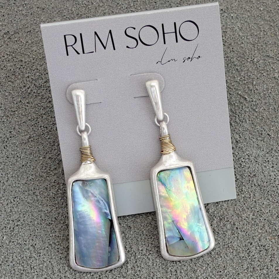 拉睦RLM SOHO珍贝母贝壳手工绕丝设计师腔调森女文艺术气质耳钉坠