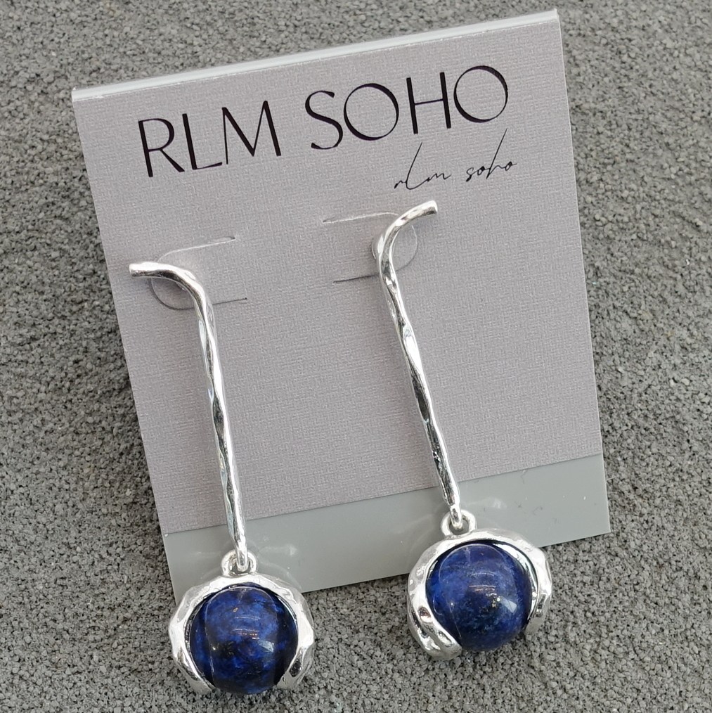 拉睦RLM SOHO青金石白水晶珠双款设计师腔调森女文艺术气质耳钉针