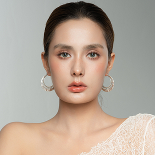 磨花亚光镀银镂空森女文艺嘻哈朋克摇滚范硬朗风别致个性 耳环圈饰