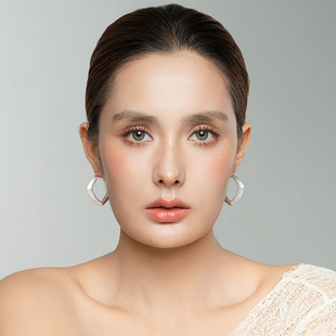 西洋欧美风设计师气质森女文艺范亚光磨花镀银几何造型耳环圈饰品