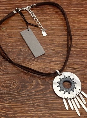 西洋欧美风设计师腔调森女文艺范波西米亚民族风情手工绳编项链