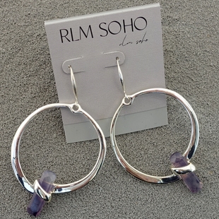 拉睦RLM SOHO天然紫水晶原矿石棱柱设计师腔调森女文艺范耳环坠饰