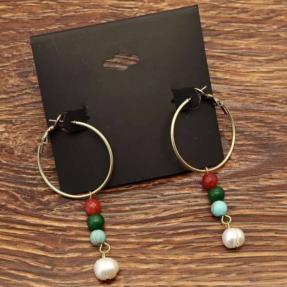 西洋欧美风天然珍珠石头珠森女文艺范别致个性耳环饰品