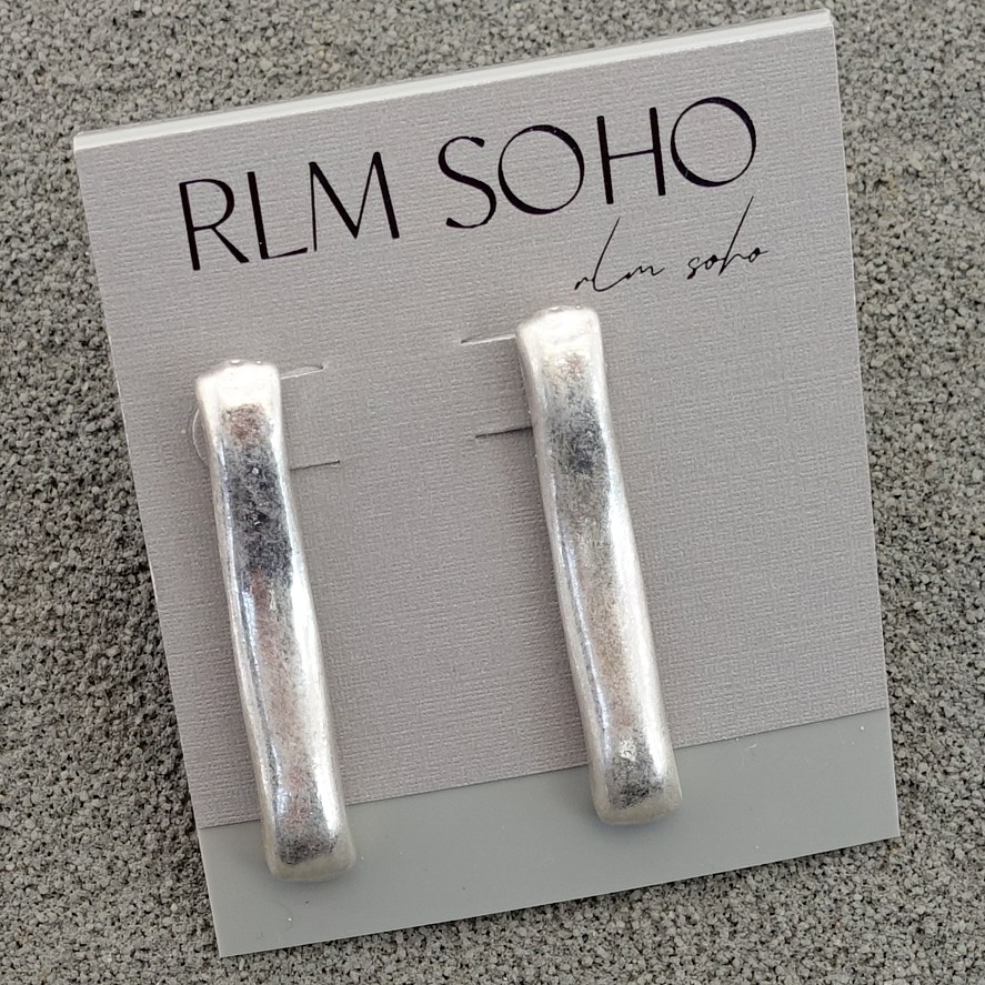 拉睦RLM SOHO亚光磨花金银双色设计师气质森女文艺范几何耳钉针饰