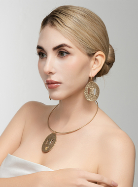 西洋欧美风设计师腔调森女文艺范手工做绕丝潮人个性耳环项圈套装