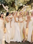 高级感夏季 法式 伴娘服礼服2025新款 淡黄色缎面长裙姐妹团平时可穿