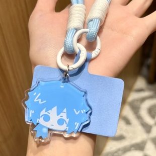 动漫周边富冈义勇亚克力钥匙扣挂件蓝色卡通人物应援包挂装饰