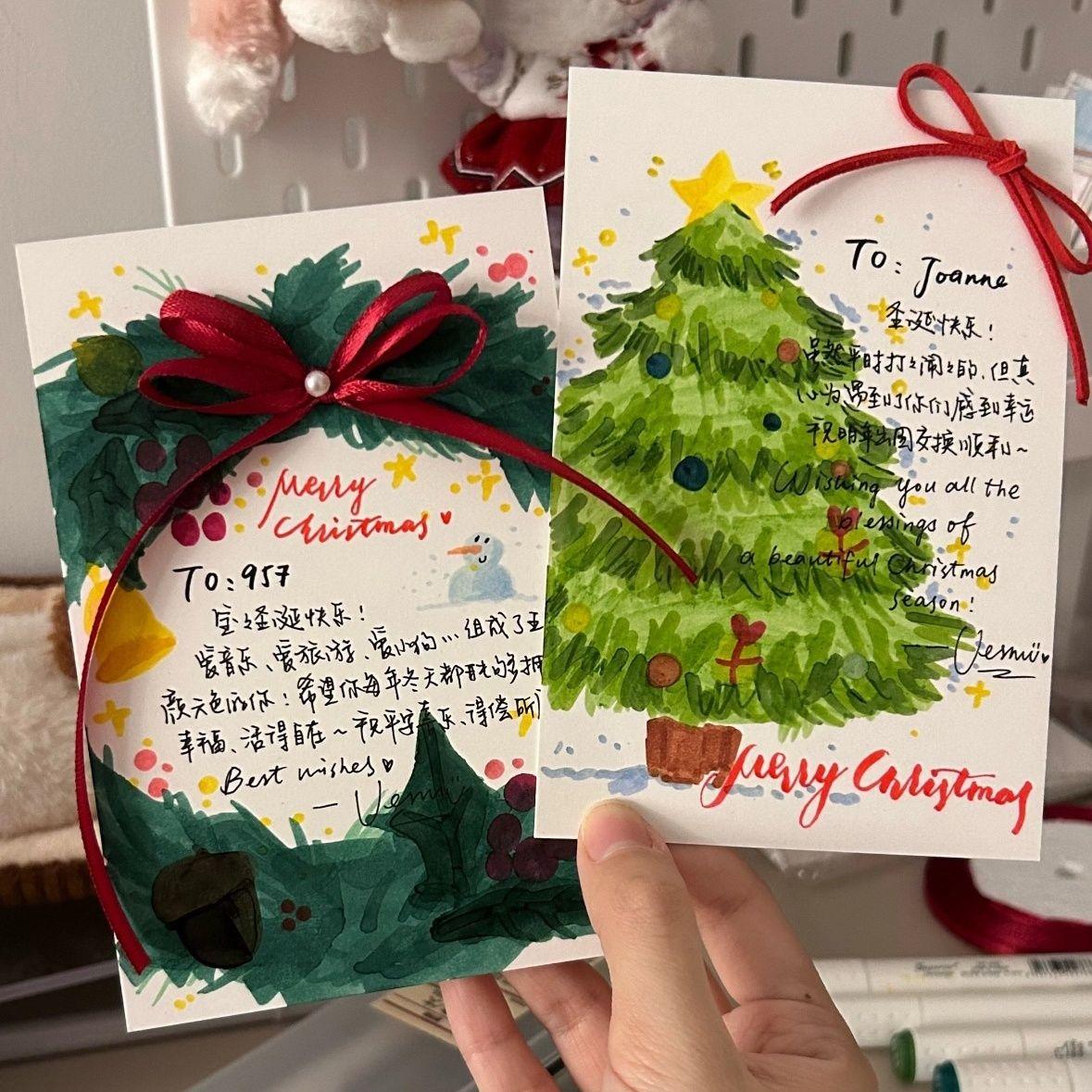 新款圣诞节贺卡圣诞树礼盒卡片吊
